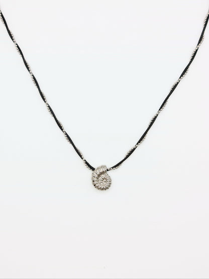 The Puglia Silver Finish Beaded Rope & Seashell Pendant Necklace- Waterproof & Tarnish Free