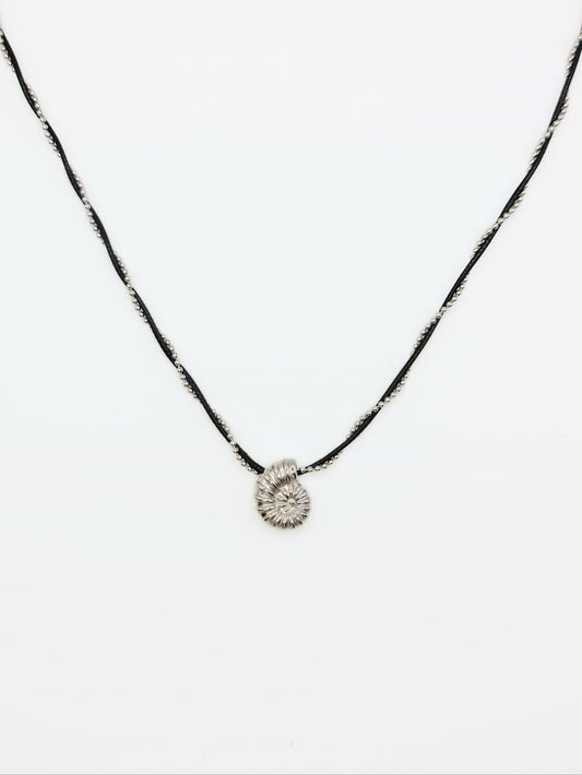 The Puglia Silver Finish Beaded Rope & Seashell Pendant Necklace- Waterproof & Tarnish Free