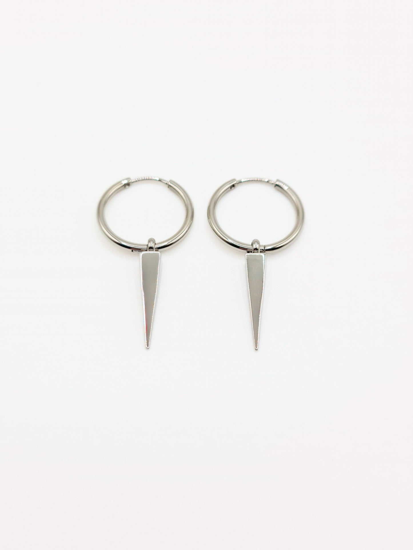 silver-spike-drop-hoop-earrings-stainless-steel-tarnish-free-jewellery-waterproof-ember-and-stone-2