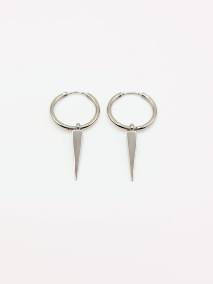 silver-spike-drop-hoop-earrings-stainless-steel-tarnish-free-jewellery-waterproof-ember-and-stone-2