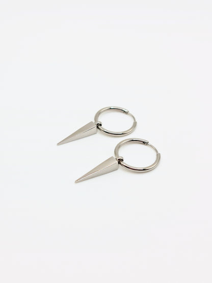 silver-spike-drop-hoop-earrings-stainless-steel-tarnish-free-jewellery-waterproof-ember-and-stone-2