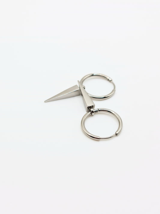 silver-spike-drop-hoop-earrings-stainless-steel-tarnish-free-jewellery-waterproof-ember-and-stone-2