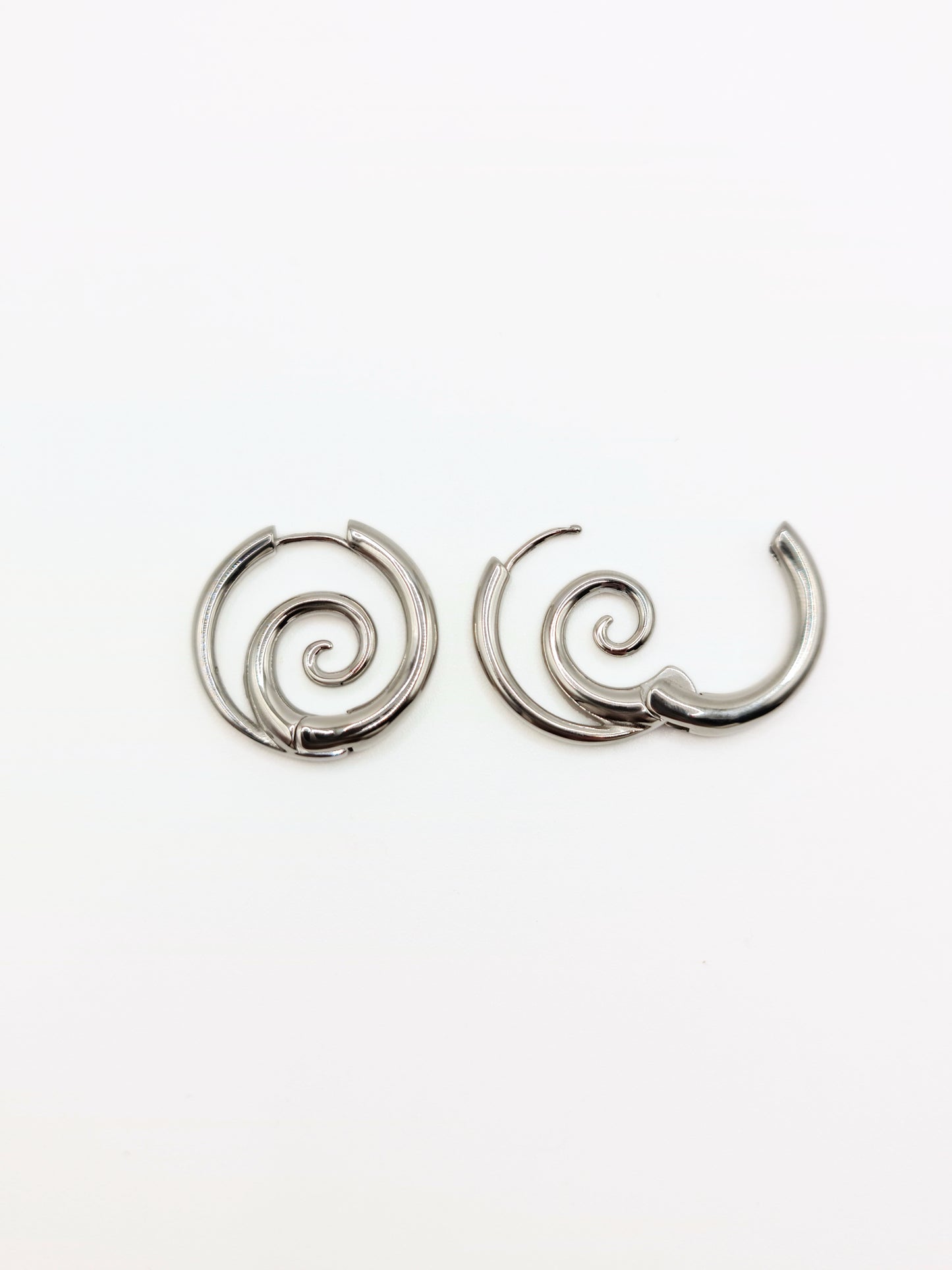 silver-spiral-hoop-earrings-summer-stainless-steel-tarnish-free-jewellery-waterproof-ember-and-stone-7