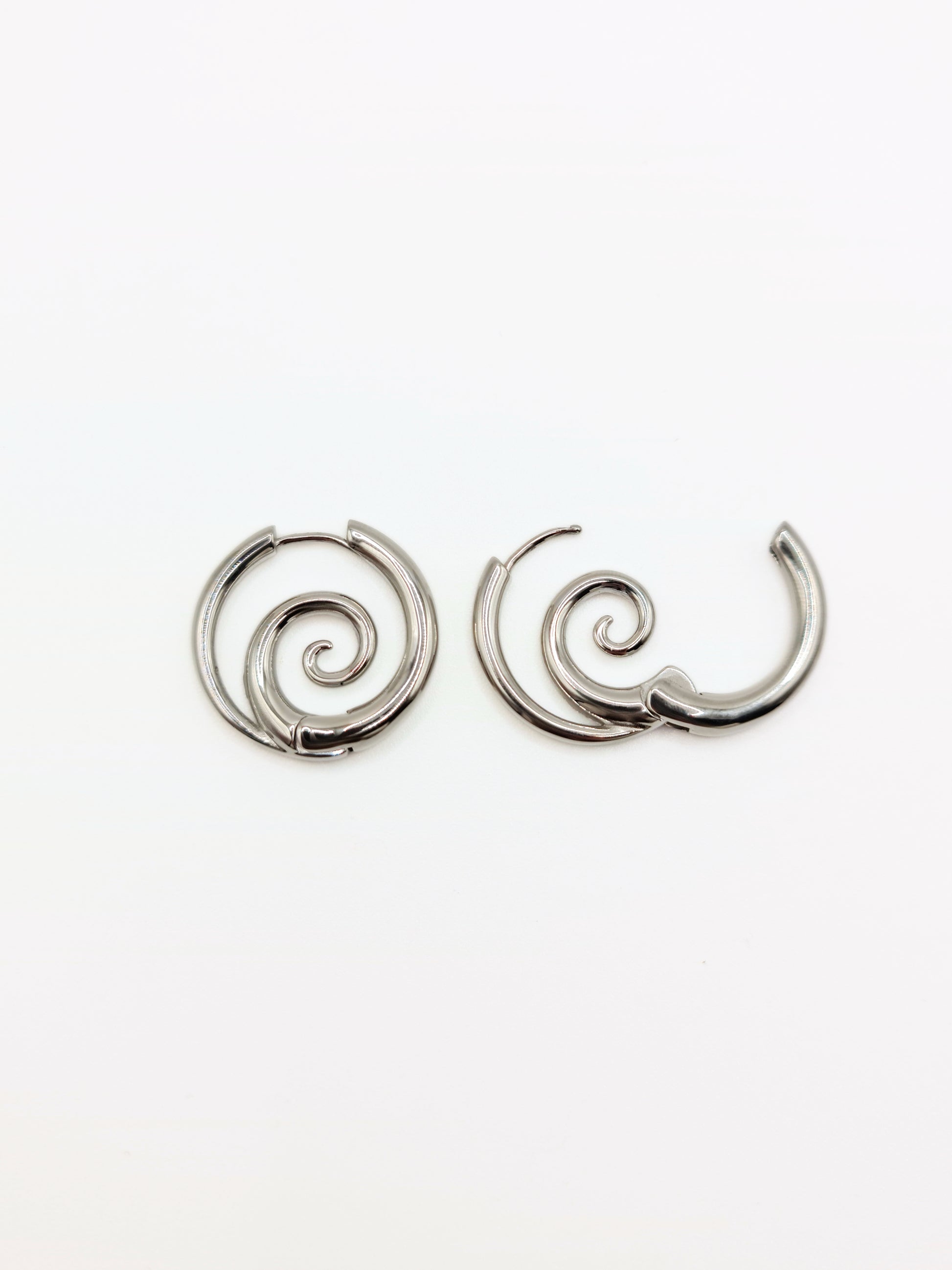 silver-spiral-hoop-earrings-summer-stainless-steel-tarnish-free-jewellery-waterproof-ember-and-stone-7
