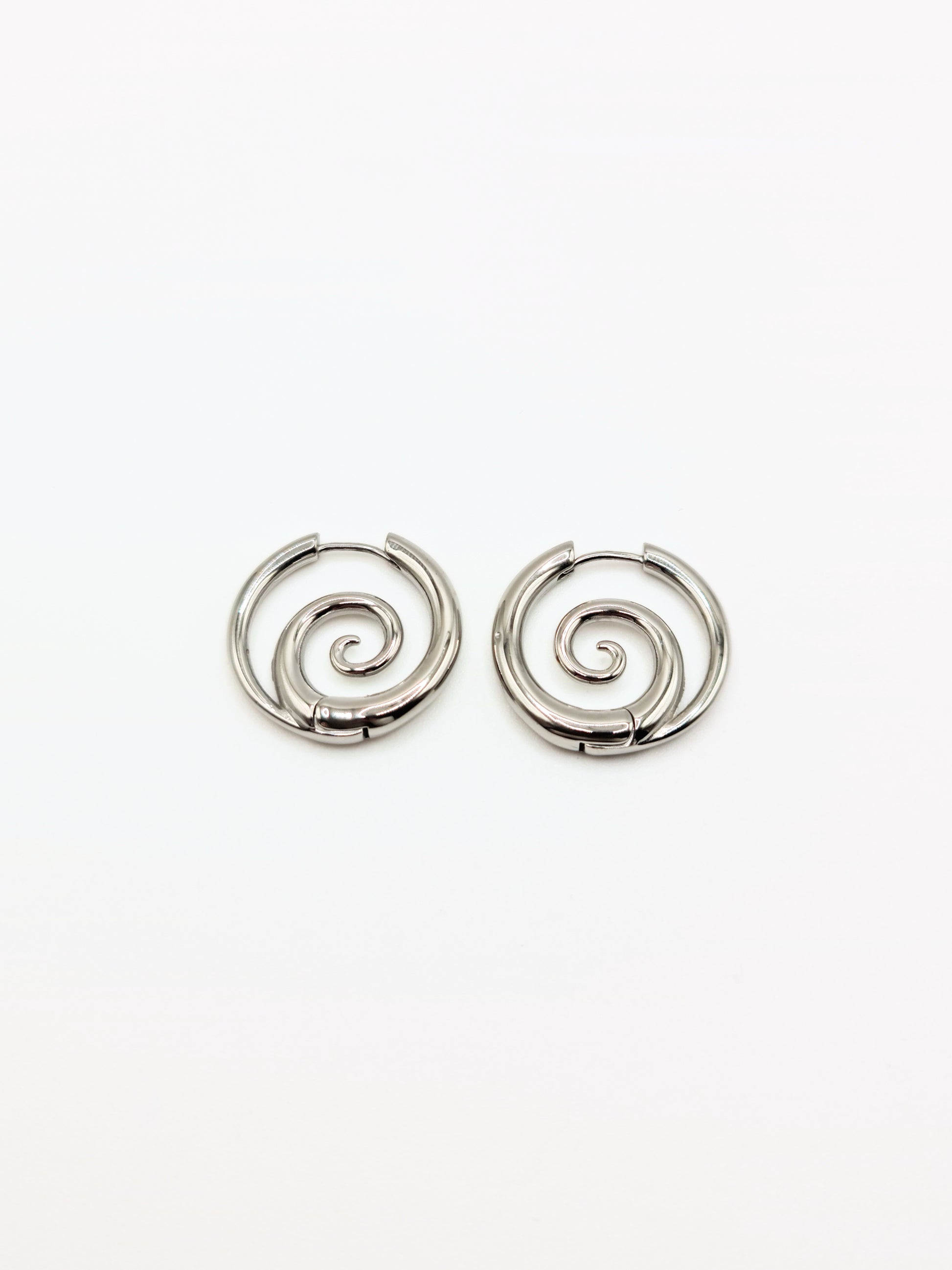 silver-spiral-hoop-earrings-summer-stainless-steel-tarnish-free-jewellery-waterproof-ember-and-stone-7