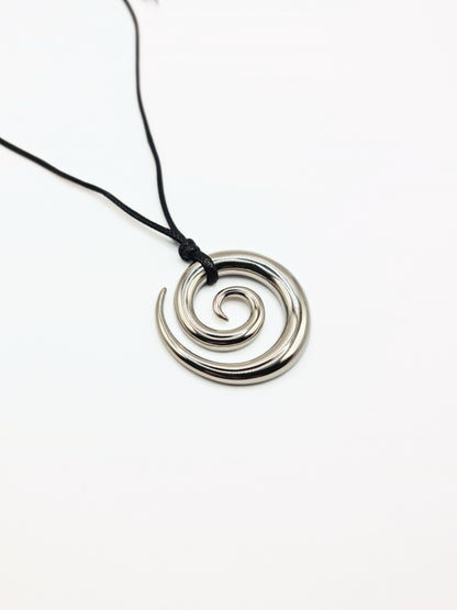 The Mykonos Silver Finish Spiral Pendant Rope Necklace- Waterproof & Tarnish Free
