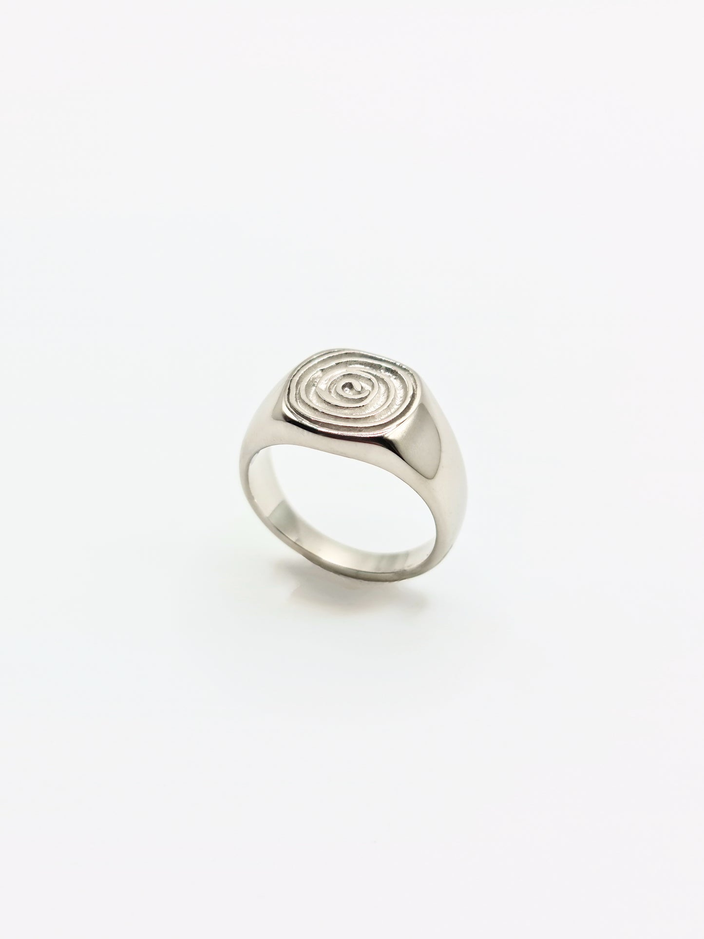 silver-spiral-statement-signet-ring-summer-stainless-steel-tarnish-free-jewellery-waterproof-ember-and-stone-1