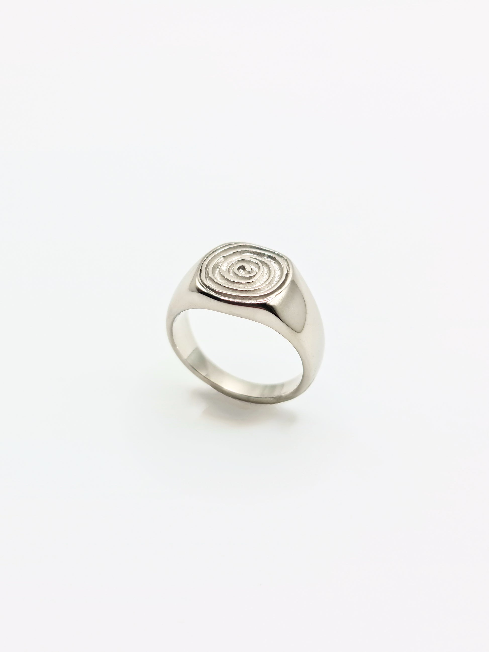 silver-spiral-statement-signet-ring-summer-stainless-steel-tarnish-free-jewellery-waterproof-ember-and-stone-1