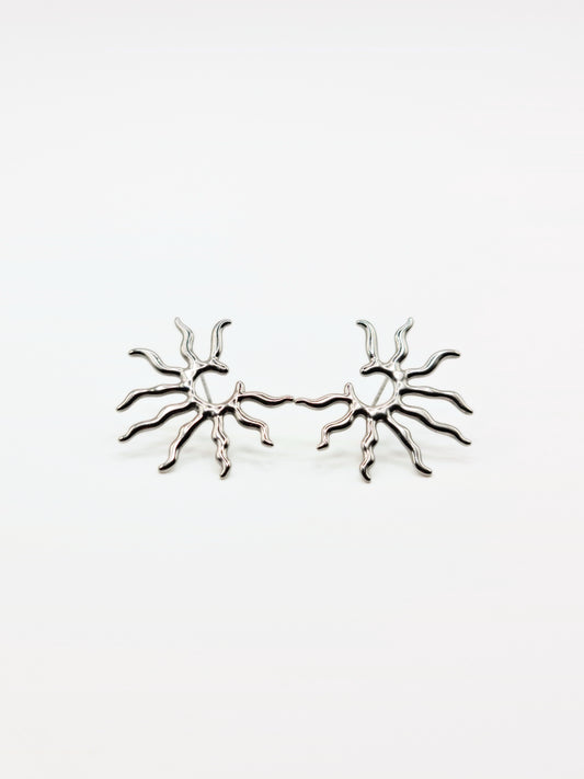 The Provence Silver Finish Sun Flare Stud Earrings- Waterproof & Tarnish-Free