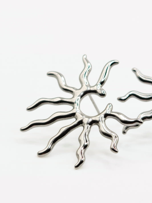 The Provence Silver Finish Sun Flare Stud Earrings- Waterproof & Tarnish-Free