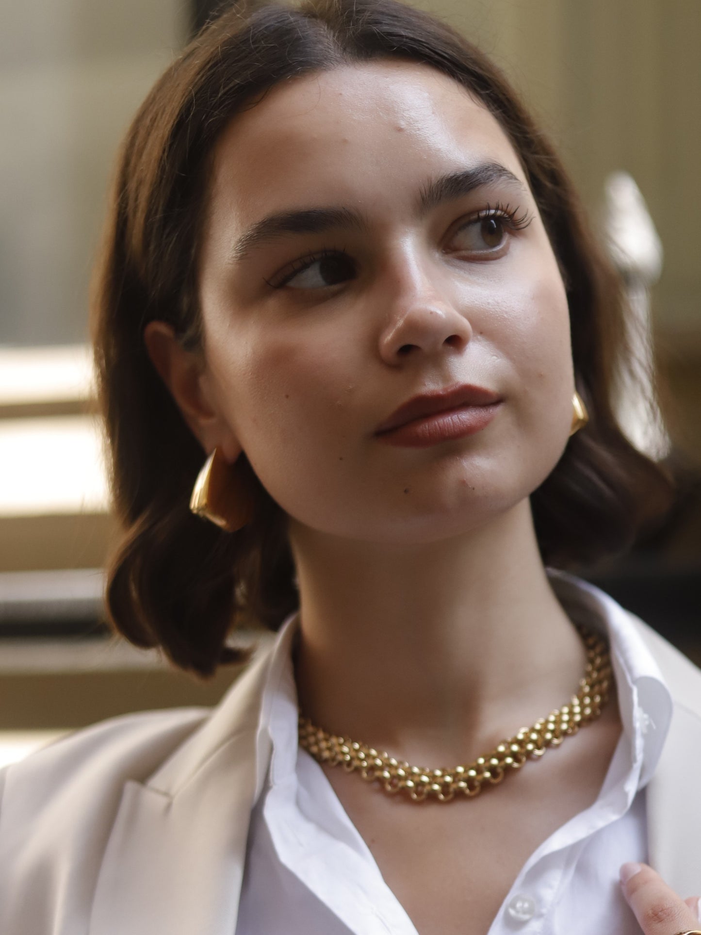 The Archie Set 18k Gold Plated Stainless T-Bar Fastening Chunky Chain Necklace and Bracelet Co-ord.