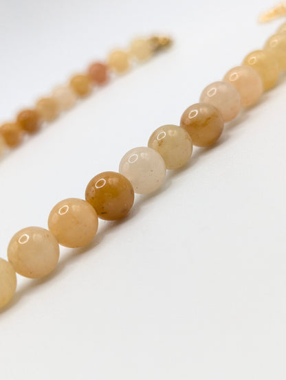 The Cannes Conch Seashell Yellow Aventurine Natural Stone Beaded Necklace- Semi-Precious & Waterproof